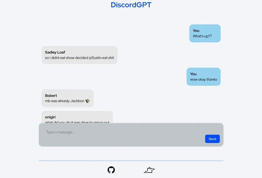 DiscordGPT, chat logs.